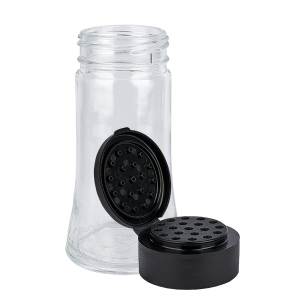 Salz-/Gewürzglas 95ml mit Streuer schwarz