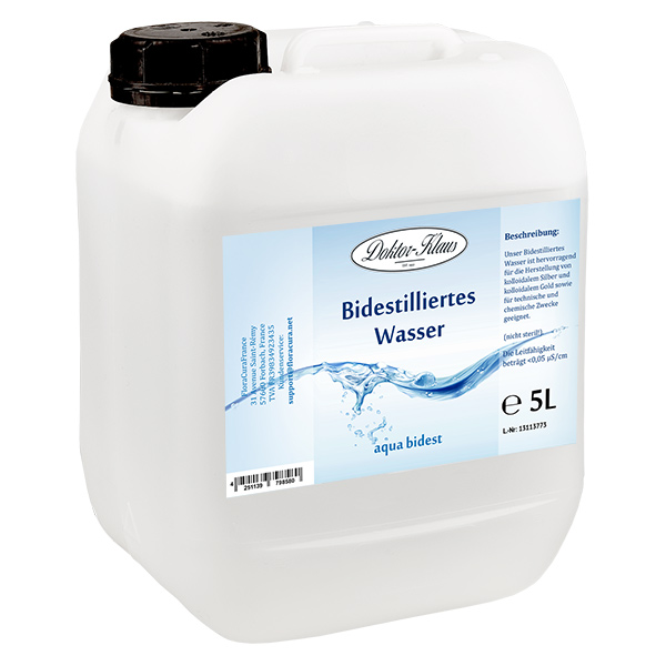 Aqua bidest - Bidestilliertes Wasser, 5 Liter HDPE-Kanister, 8,40 €