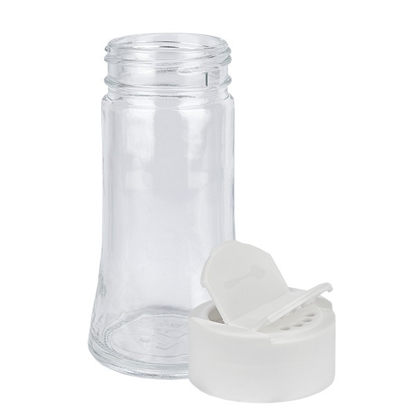 Salz-/Gewürzglas 95ml mit Doppelstreuer weiss