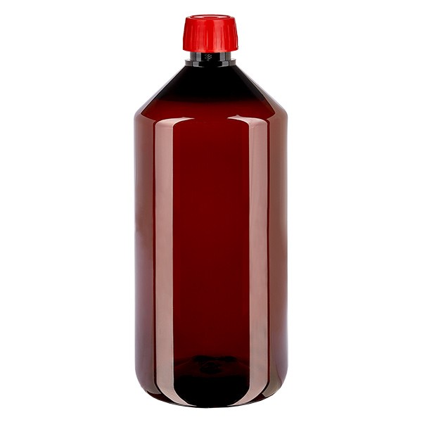PET Flasche 1000ml mit Entgasungsverschluss rot
