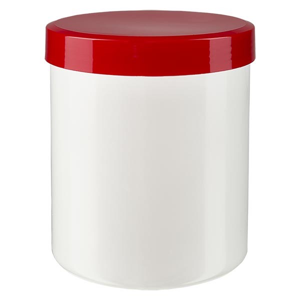 1 Liter Schraubverschluss Kunststoff Eimer mit rotem Deckel 