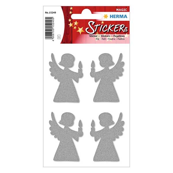 Weihnachts-Sticker &quot;Engel&quot; (4er Pack) Filz/Silber