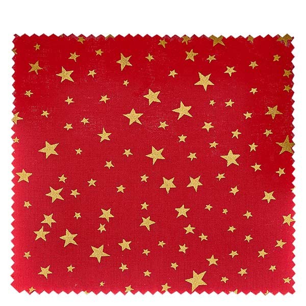 1 x Stoffdeckchen 150x150mm rot mit goldenen Sternen für Deckel Durchmesser 43-100mm