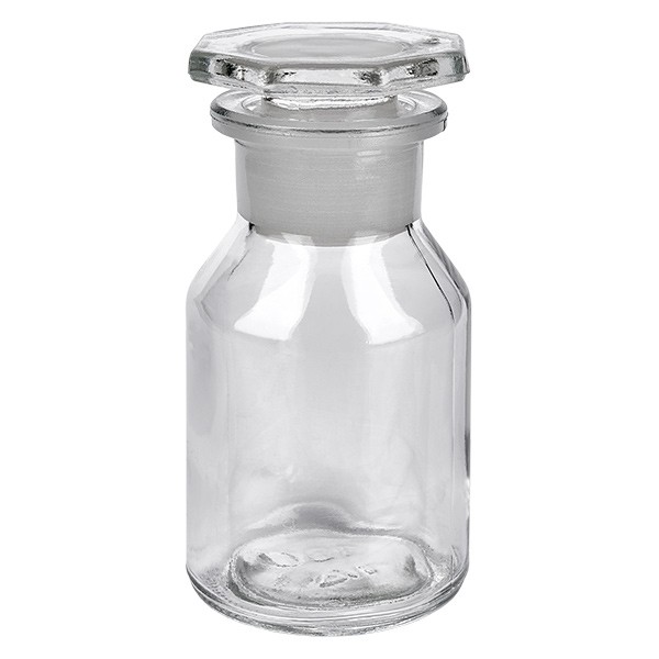 50 ml Steilbrustflasche Weithals Klarglas inkl. Glasstopfen