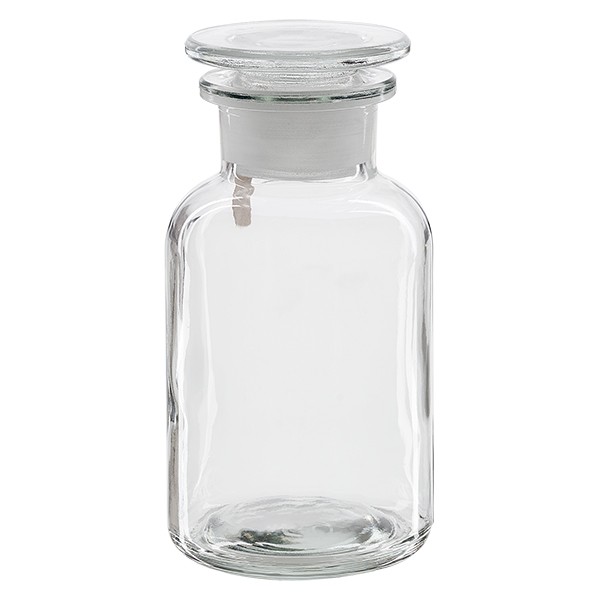 Apothekerflasche 250 ml Weithals Klarglas inkl. Glasstopfen