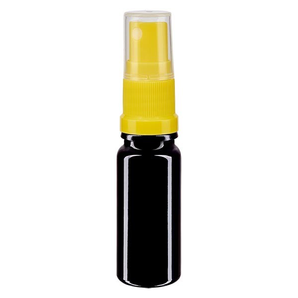 Violettglasflasche 10ml mit Pumpzerstäuber gelb