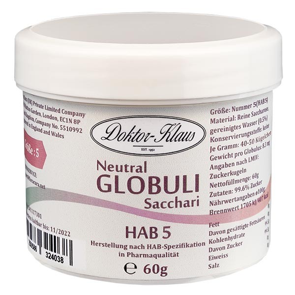 60g Neutral Globuli HAB5 aus 100% reiner Sachharose