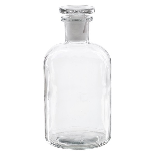 Apothekerflasche 500 ml Enghals Klarglas inkl. Glasstopfen