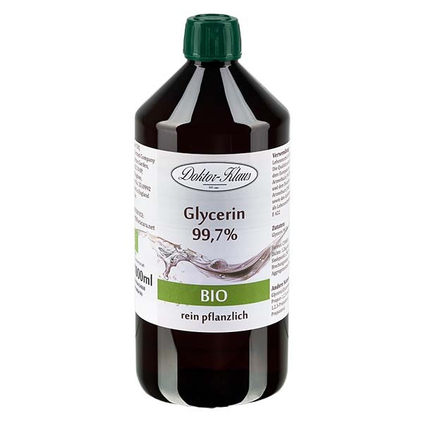 Bio-Glycerin 99.7% in brauner 1000ml PET Flasche mit OV - E 422