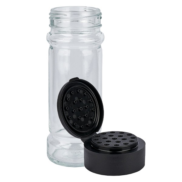Salz-/Gewürzglas 100ml mit Streuer schwarz