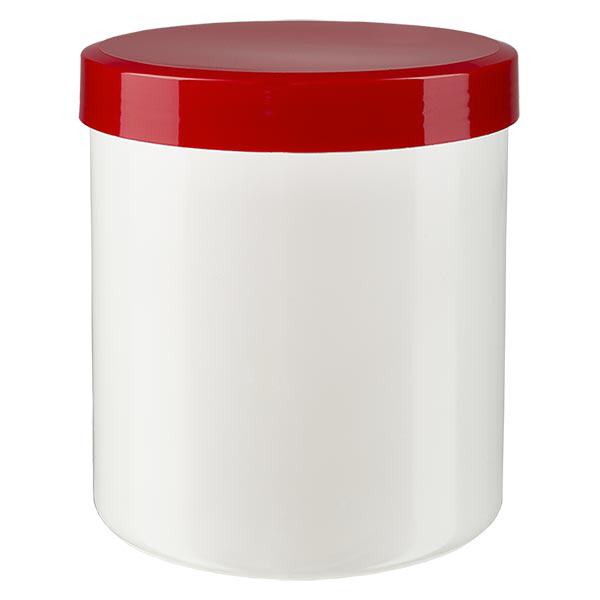 Salbenkruke 50g weiß mit rotem Schraubdeckel (Polypropylen)