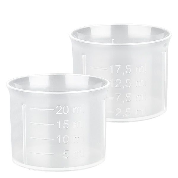 20ml Dosierbecher transparent mit Skala ApoGlas