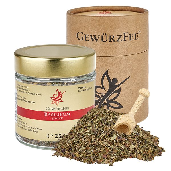 Basilikum gerebelt im Schraubglas Gewürzfee