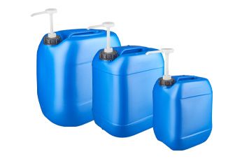 Kanister blau mit Dosierpumpe