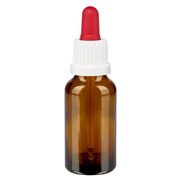 Apothekenflasche braun 20ml Pipette weiß/rot Originalitätsverschluss