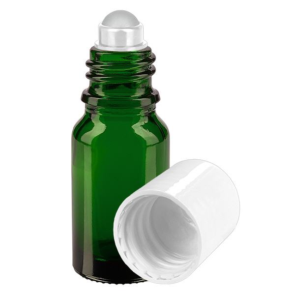 Apothekenflasche grün 10ml Roll-On Verschluss weiß